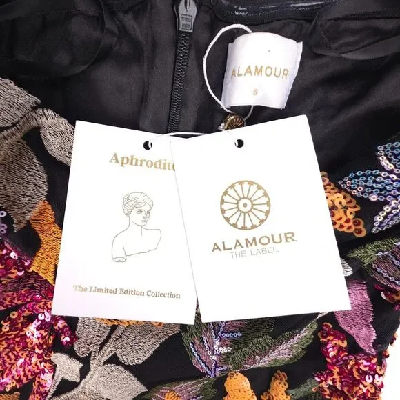 NWT Alamour The Label Flora Sequin Midi Dress Coquette Coconut Resort Maximalist - Picture 9 of 9